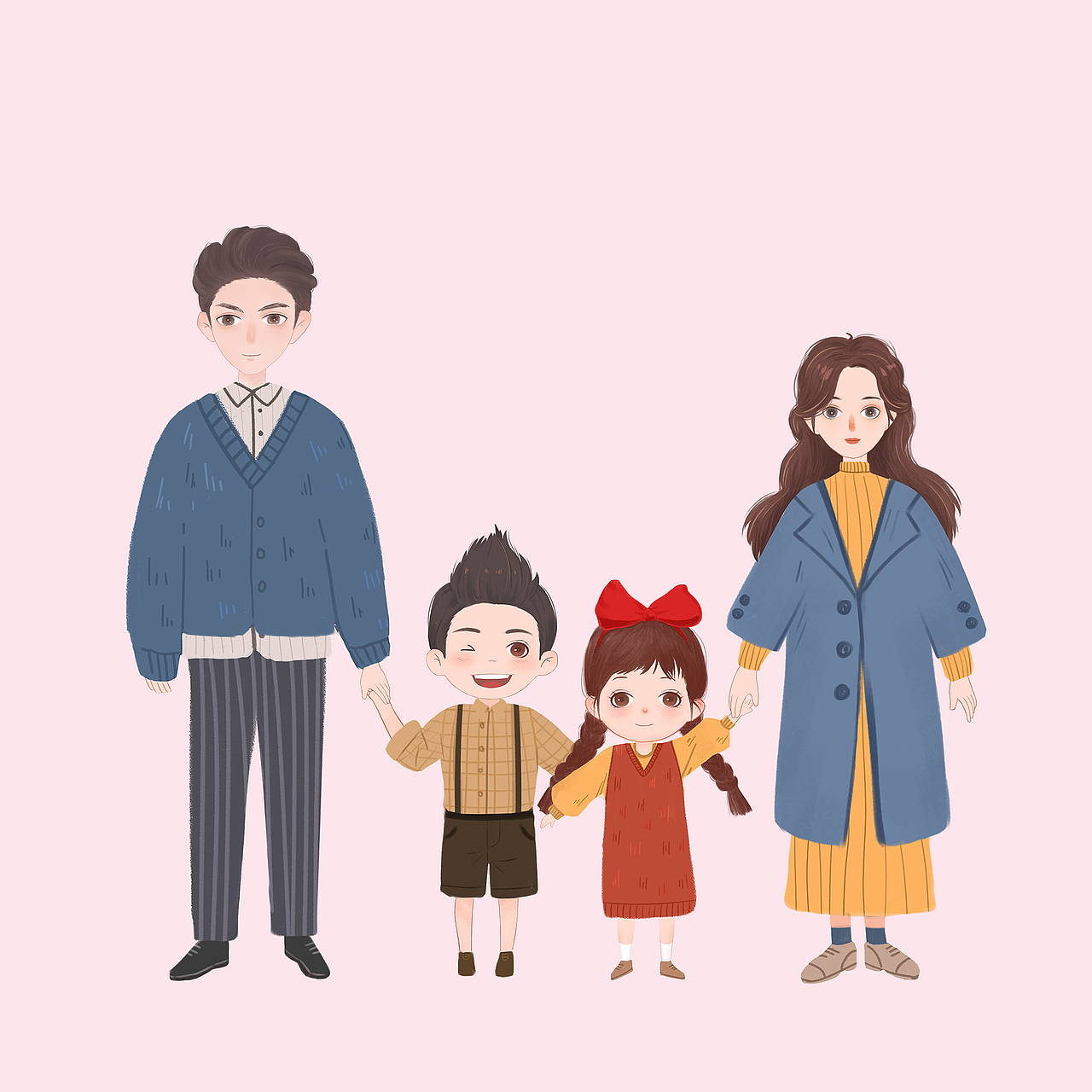 一家人漫画IP形象插画系列（图ZMjIzNTU4MTA0） - 商业插画 - 站酷设计师粉色小麦色原创素材 - 站酷ZCOOL