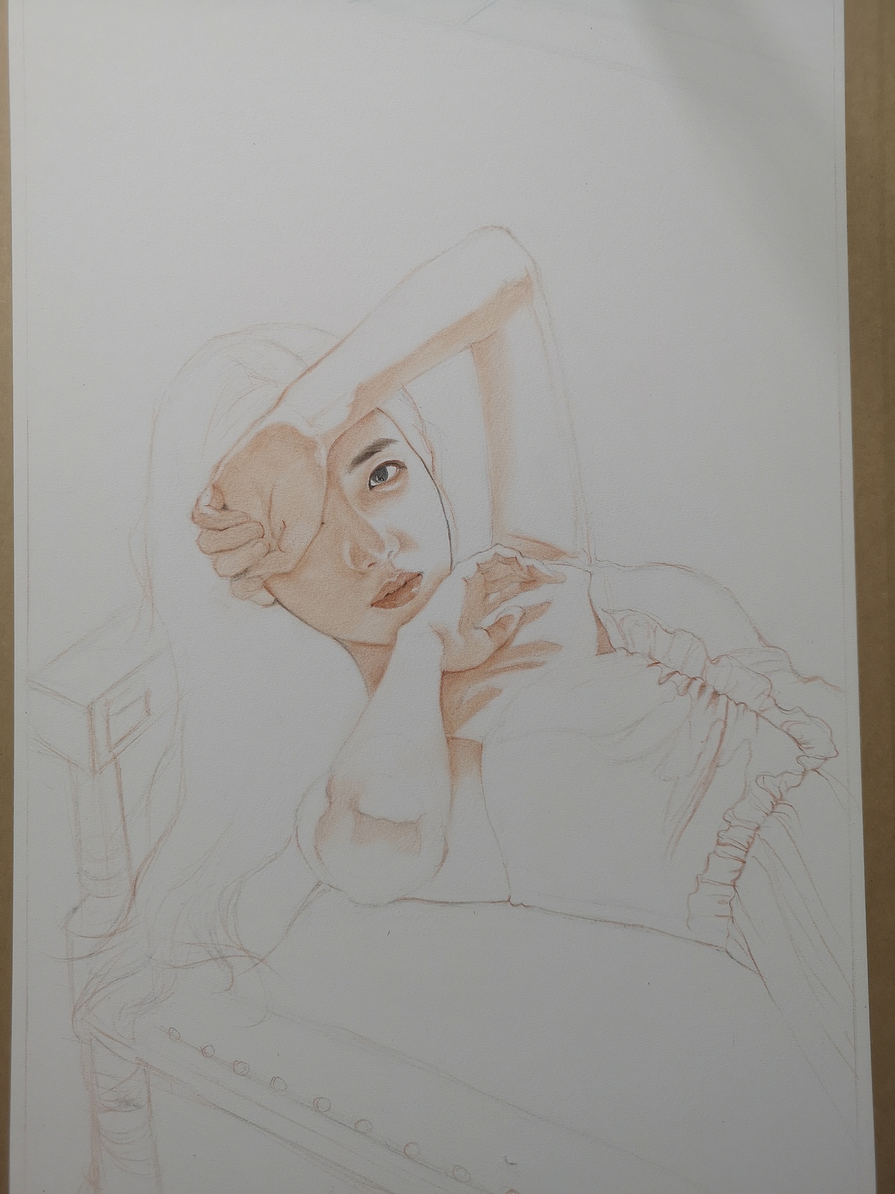 彩铅色粉人像《凝》