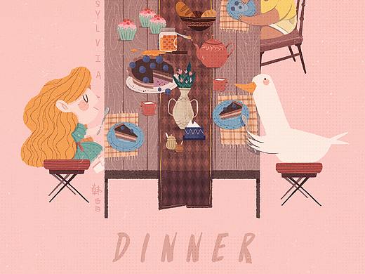 DINNER（個人主頁-ZMzYzNjA3NjQ=） - 兒童插畫 - 站酷設計師韓白白sylvia原創(chuàng)素材 - 站酷ZCOOL