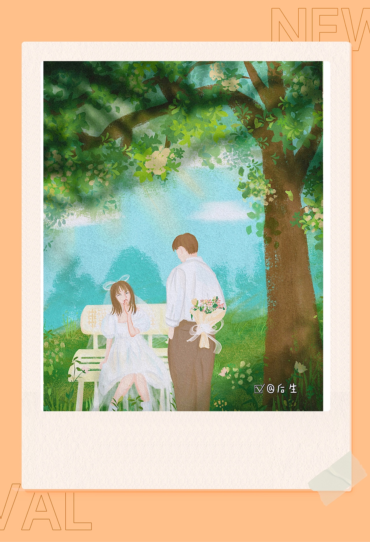 #春天插画#情侣（图ZMjQ0MjkzNjM2） - 概念设定 - 站酷设计师i后生原创素材 - 站酷ZCOOL