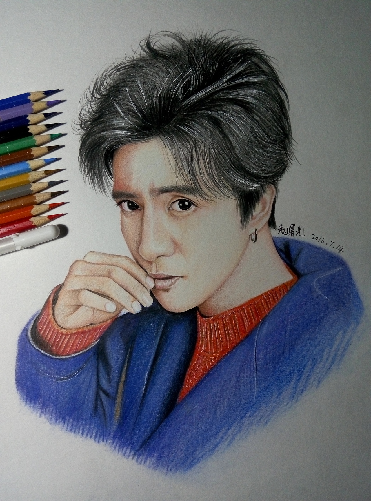 手绘薛之谦彩铅肖像（图ZNTUxMjg4MTY=） - 绘画 - 站酷设计师曙光的画原创素材 - 站酷ZCOOL