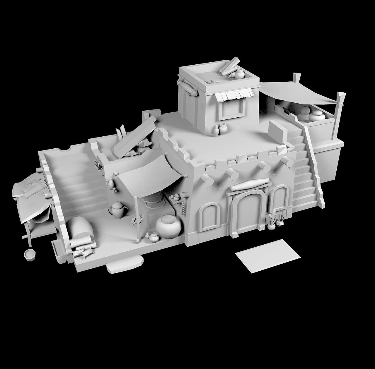 古装游戏建筑模型