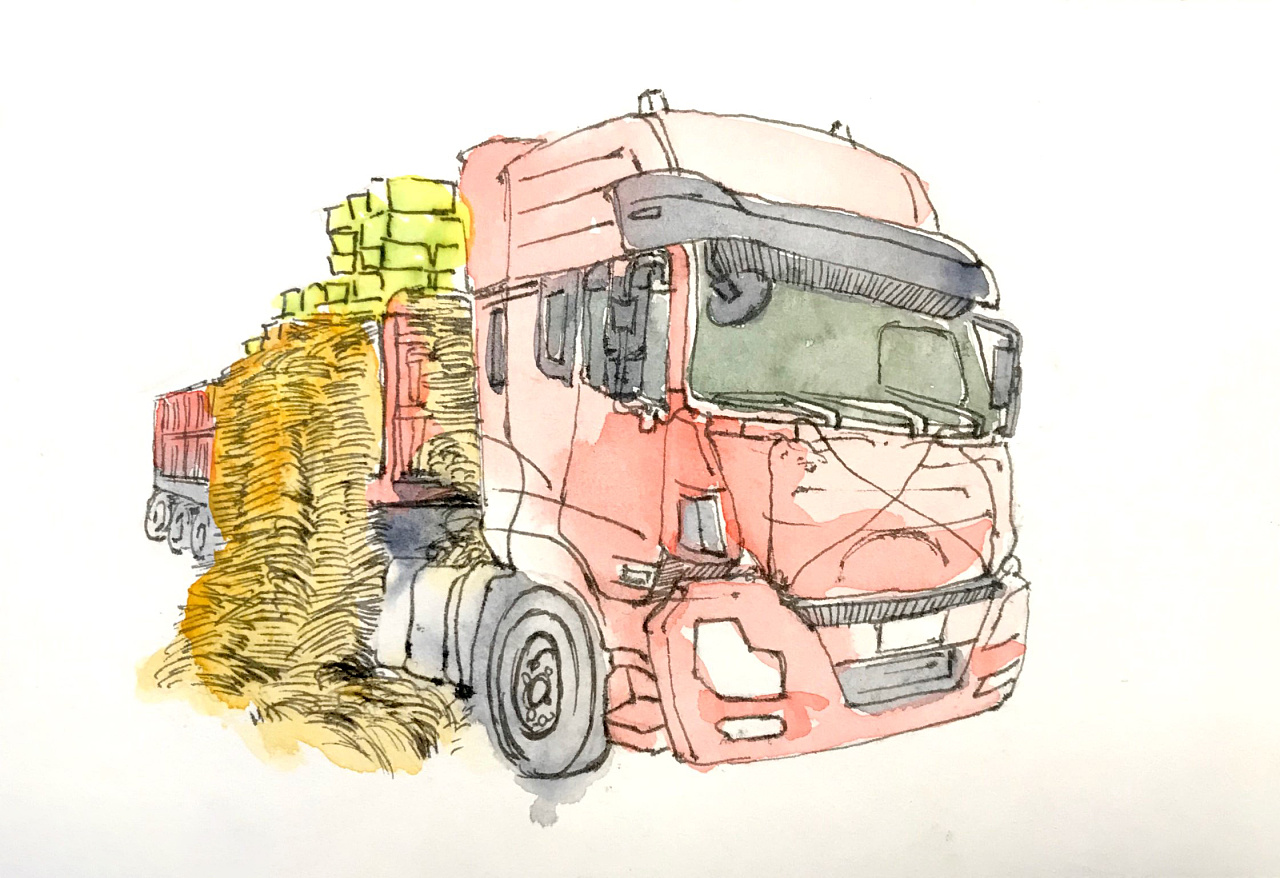 大卡车 | 钢笔淡彩
