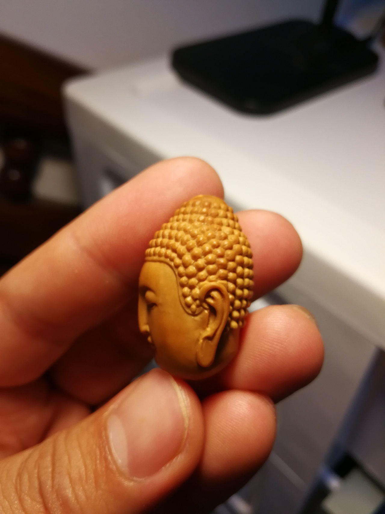 橄榄核雕-佛头|手工艺|其他手工艺|日赵香炉生紫烟 - 原创作品 - 站酷