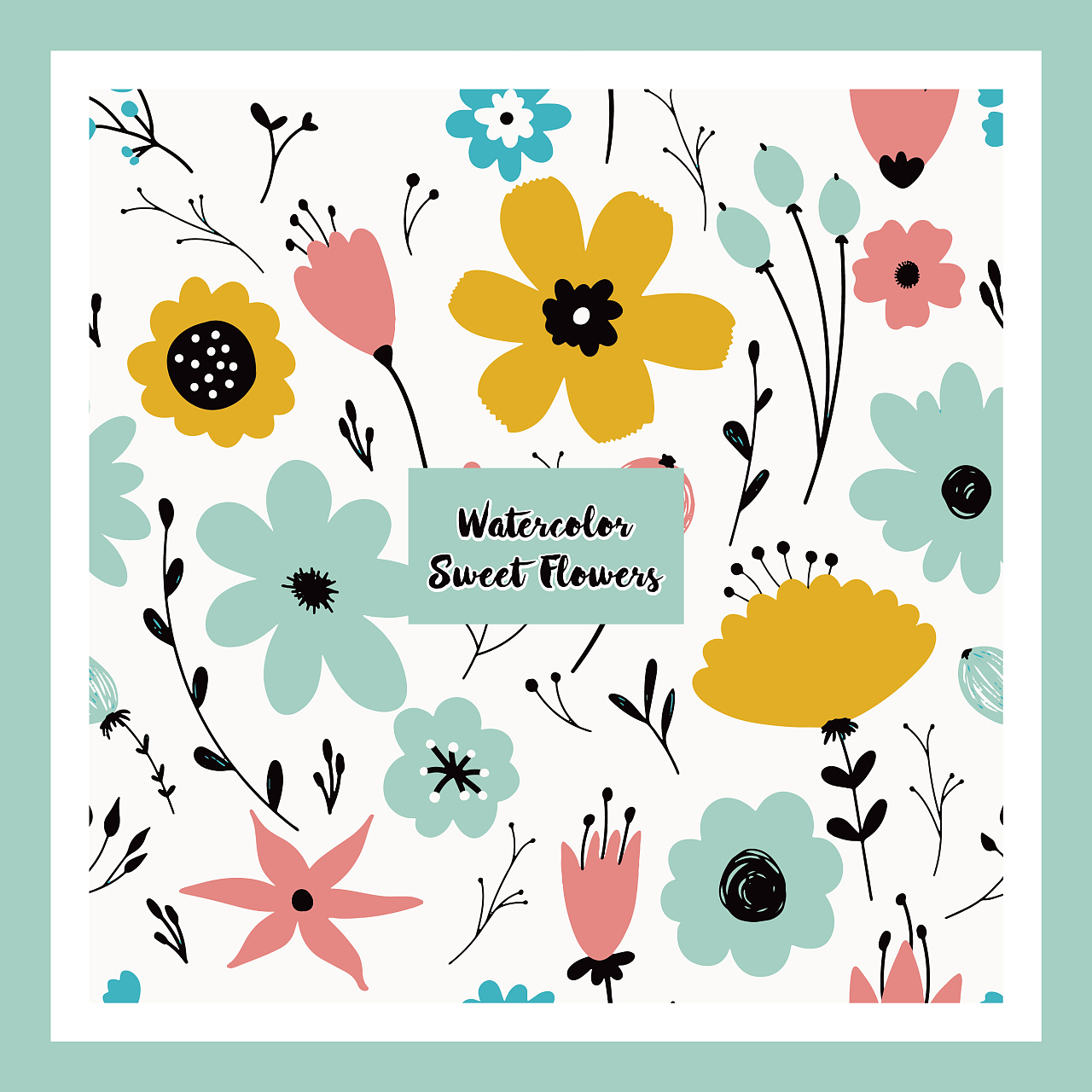 田园花卉清新花卉-《sweet flower》|平面|图案|山知设计 - 原创作品 