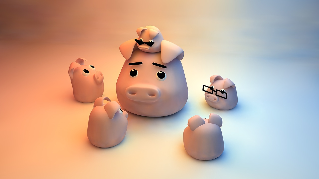 一群卡通小猪头