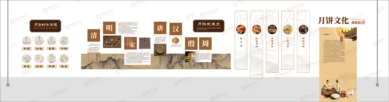 乡镇月饼生成企业丨月饼文化墙平面设计
