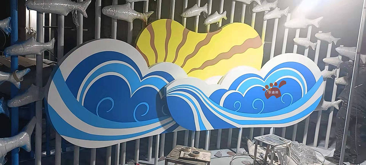 景点雕塑不锈钢鱼群  海边不锈钢小鱼装置