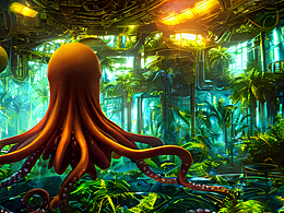 #站酷夢筆#章魚? 熱帶雨林? UFO