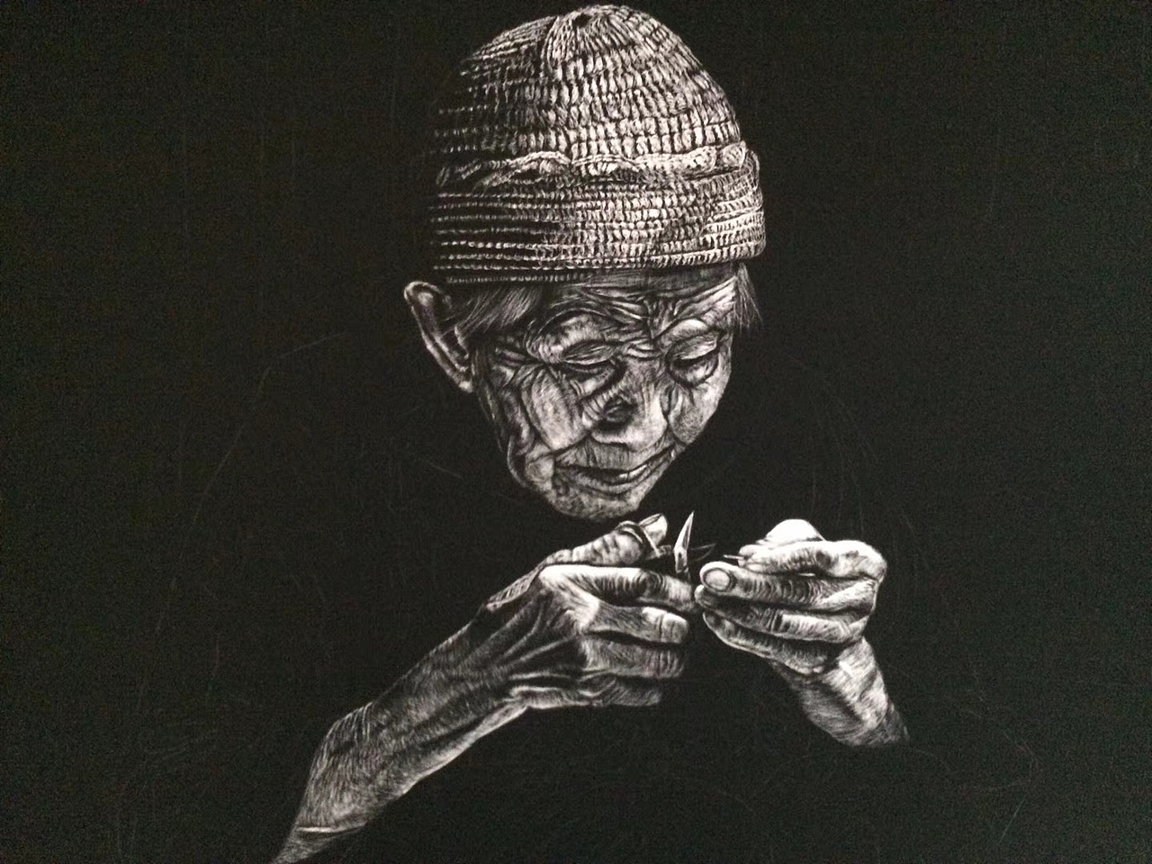 李子哥刮画作品《时光》