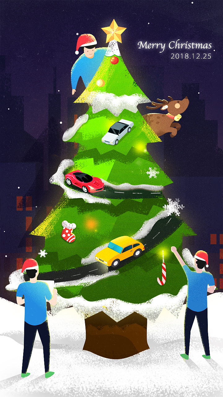 圣诞插画（图ZMTQ1NTEwMjQ0） - 创作习作 - 站酷设计师老牛吃菜原创素材 - 站酷ZCOOL