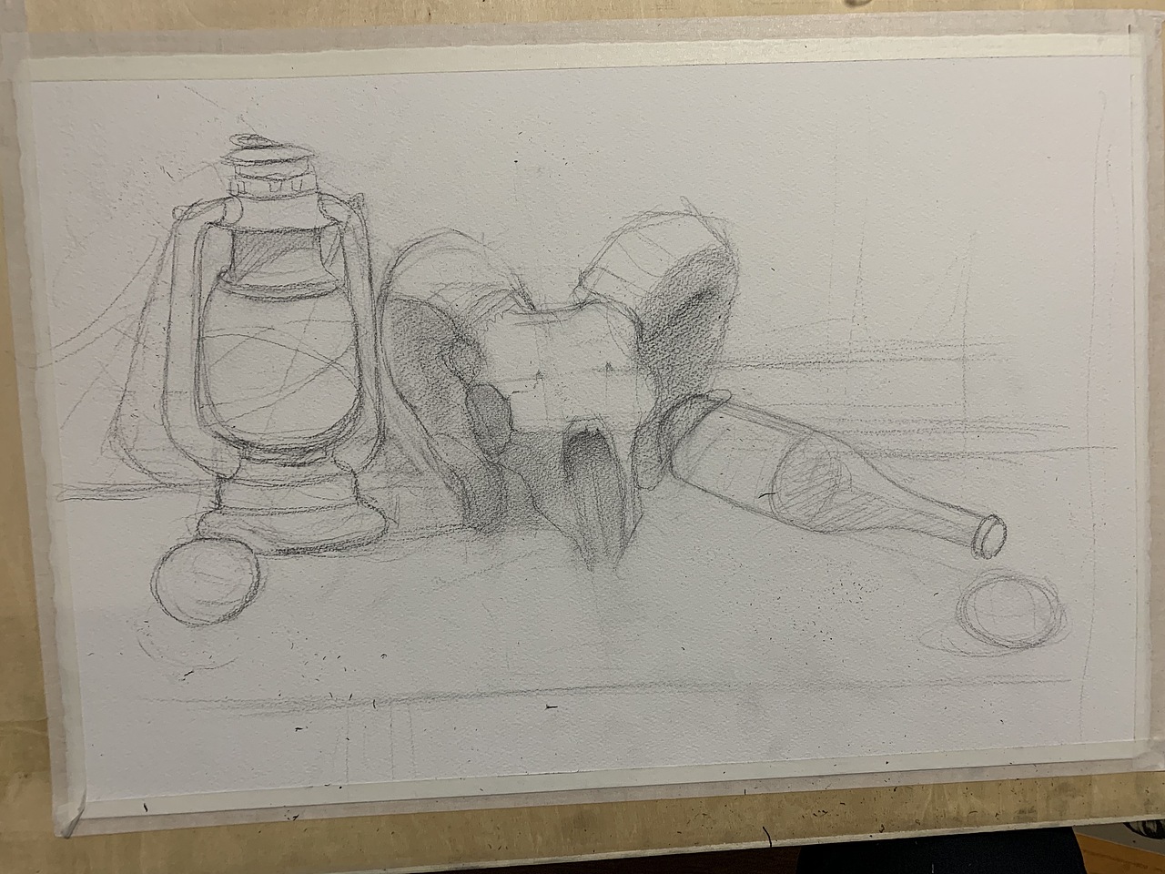 铅笔起稿 画出大体明暗关系