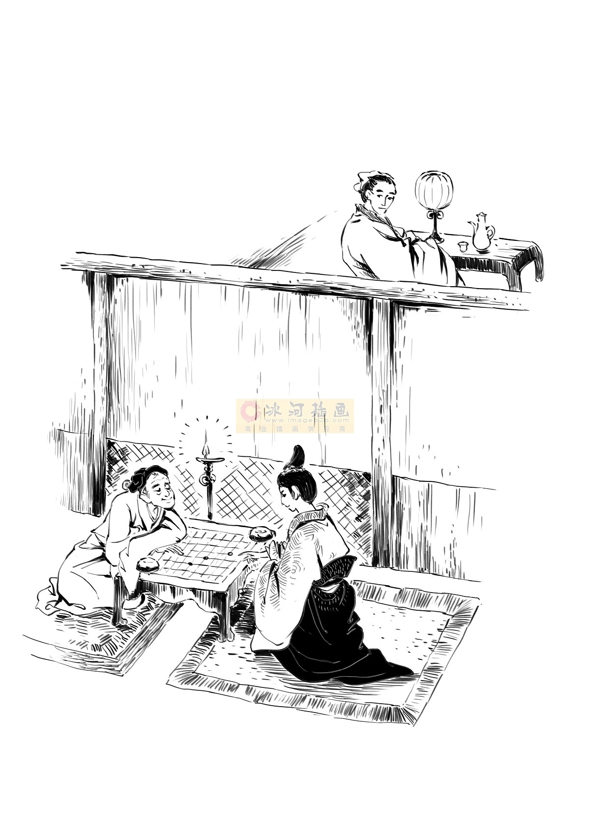 中小学生古诗词文黑白墨稿线稿连环画风格 原创作品 站酷 Zcool