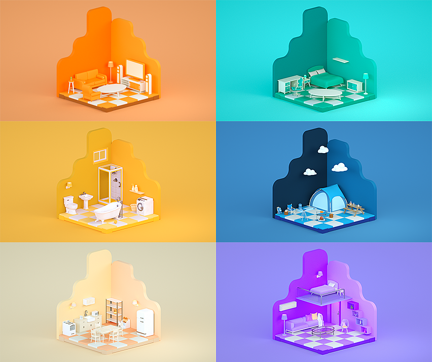玩具屋六件套（图ZMjY4NTI5MjI0） - 产品 - 站酷设计师没人要的抱枕原创素材 - 站酷ZCOOL