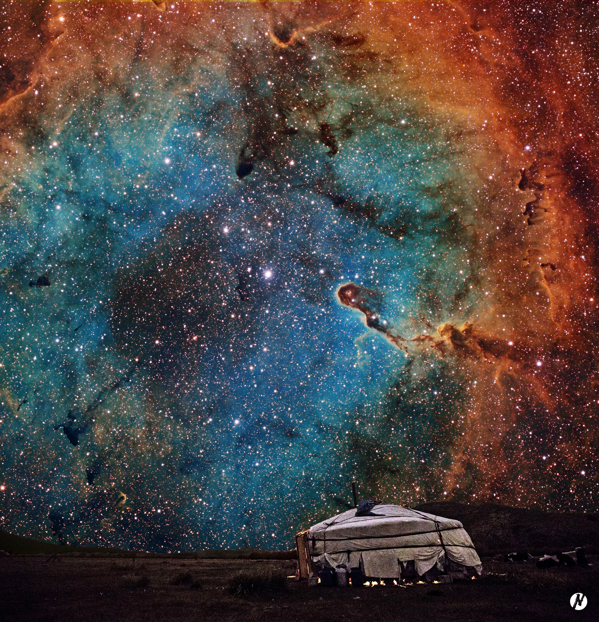 蒙古高原上的迷幻星空