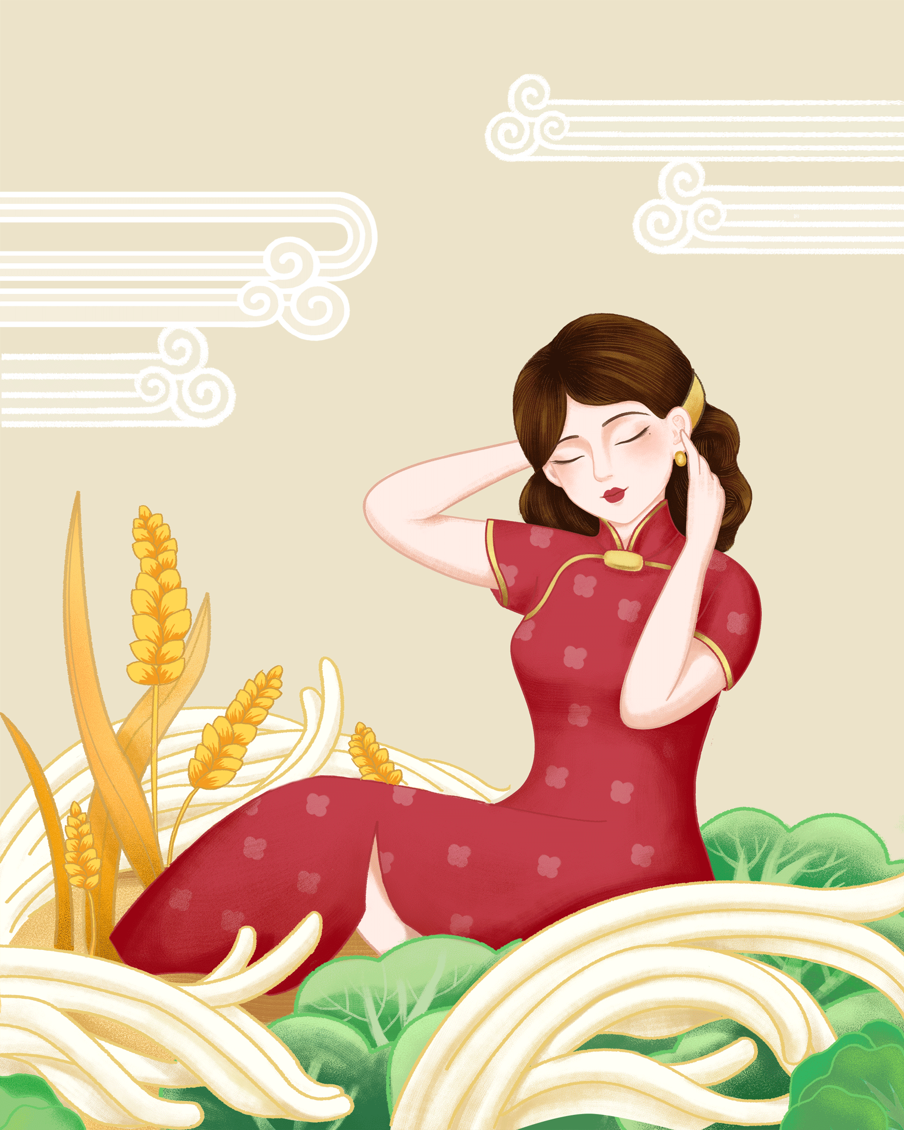 民国美女插画-中华米粉（图ZMjc5NjA1Nzg0） - 商业插画 - 站酷设计师余巧红原创素材 - 站酷ZCOOL