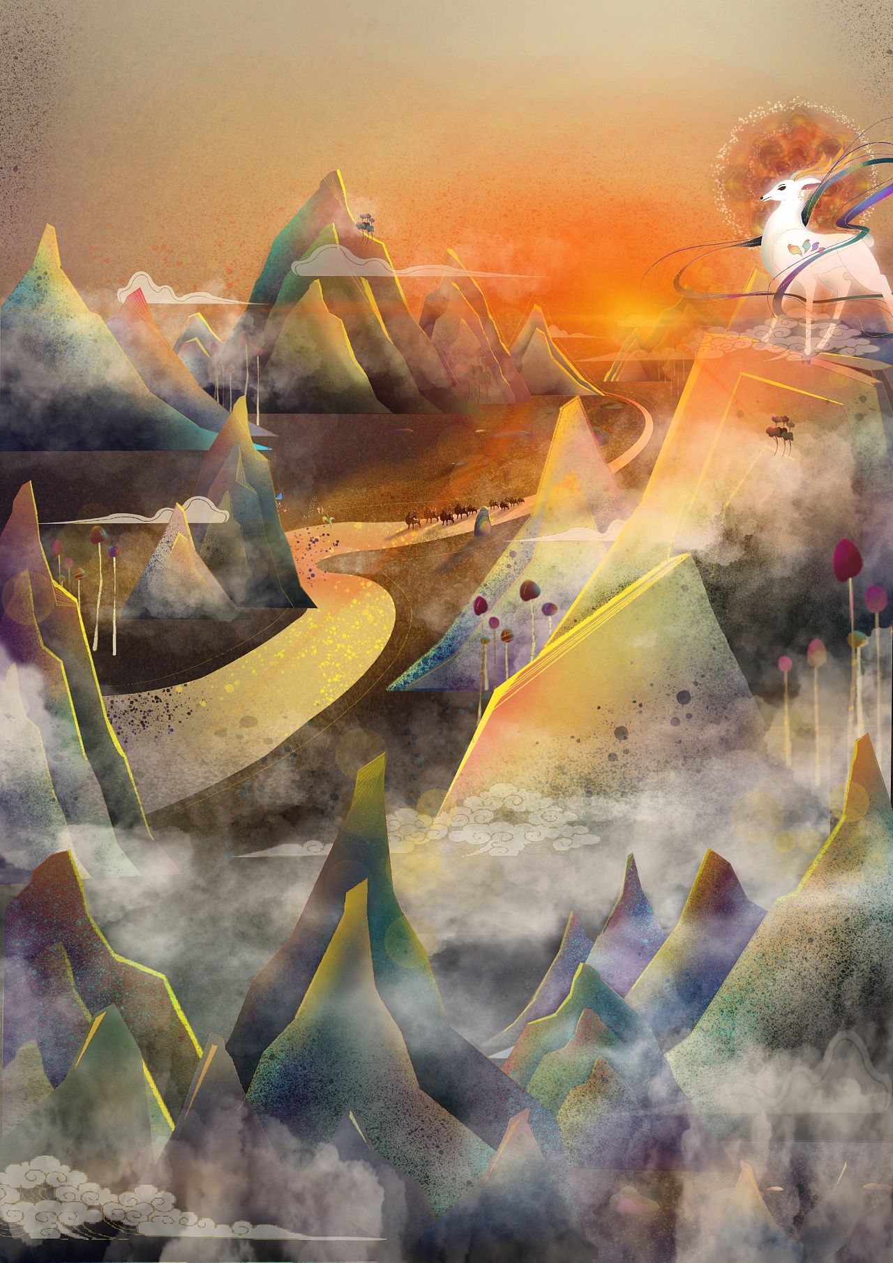 zoeeezh西域敦煌九色鹿故事平面插图插画