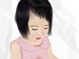 小女孩插画 手绘 原创女宝宝 吃西瓜的女孩