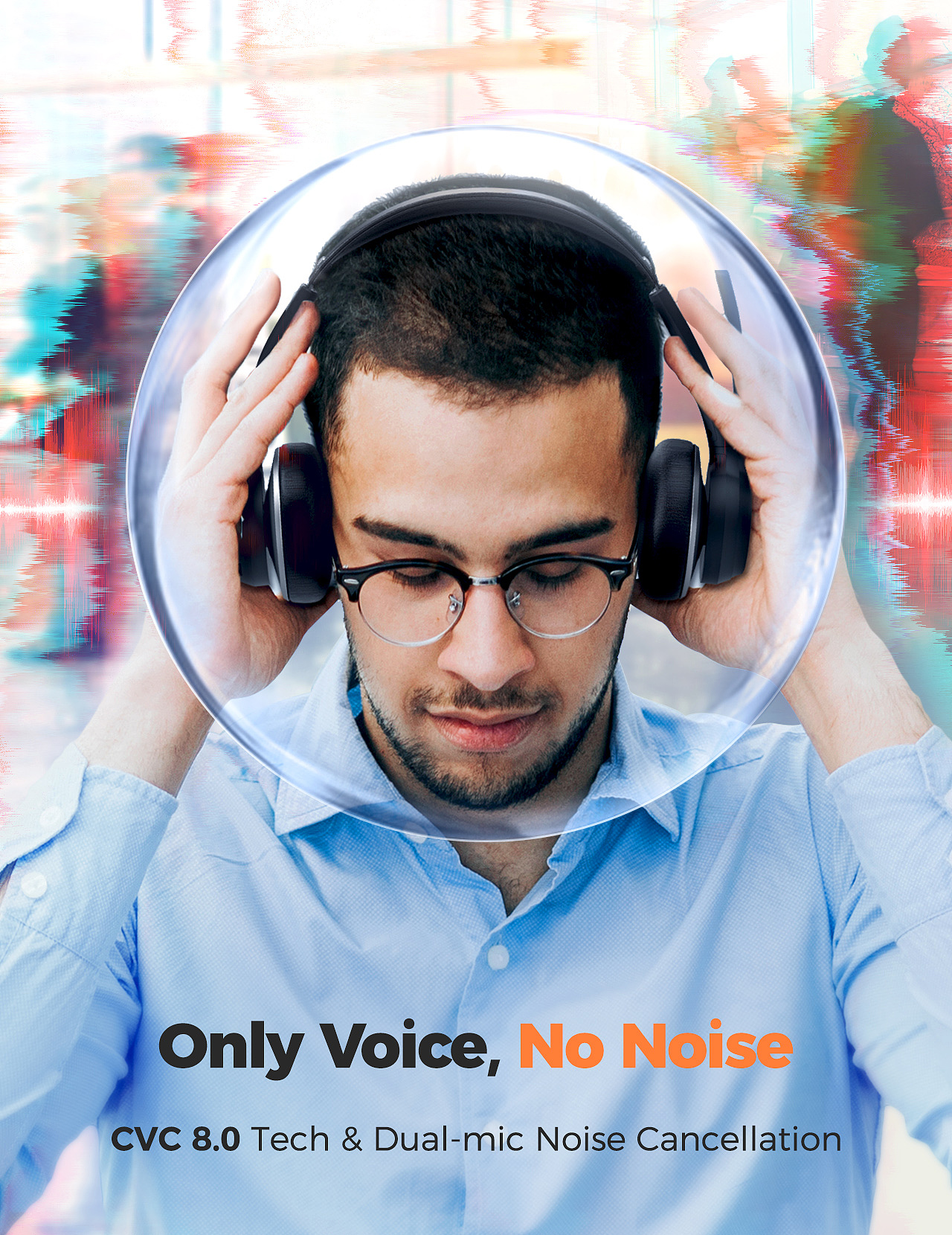 平面创意海报-耳机-降噪