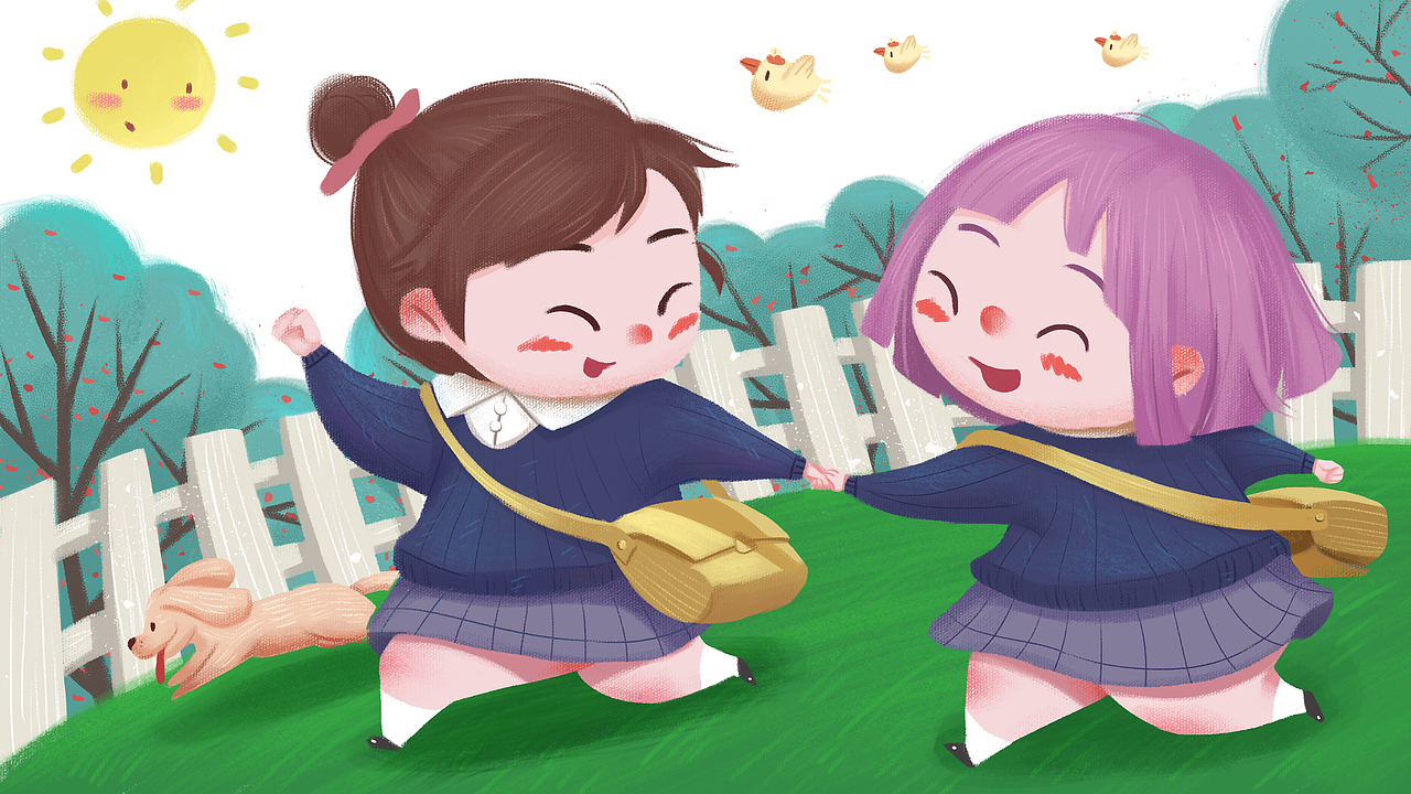 和闺蜜的美好生活（图ZMTUzMTU4NzA0） - 儿童插画 - 站酷设计师三界蜉蝣原创素材 - 站酷ZCOOL