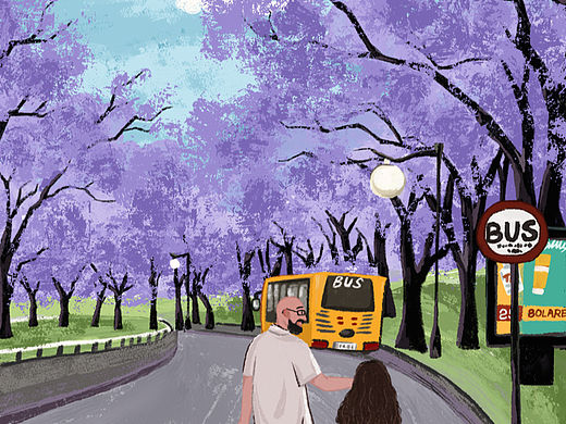 里斯本与蓝花楹的邂逅（个人主页-ZNTY0MTI1NTI=） - 艺术插画 - 站酷设计师米斯汀Mistin原创素材 - 站酷ZCOOL