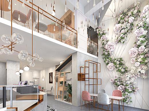 蓝色一页BP@红鞋烘焙，网红风烘焙店铺室内设计