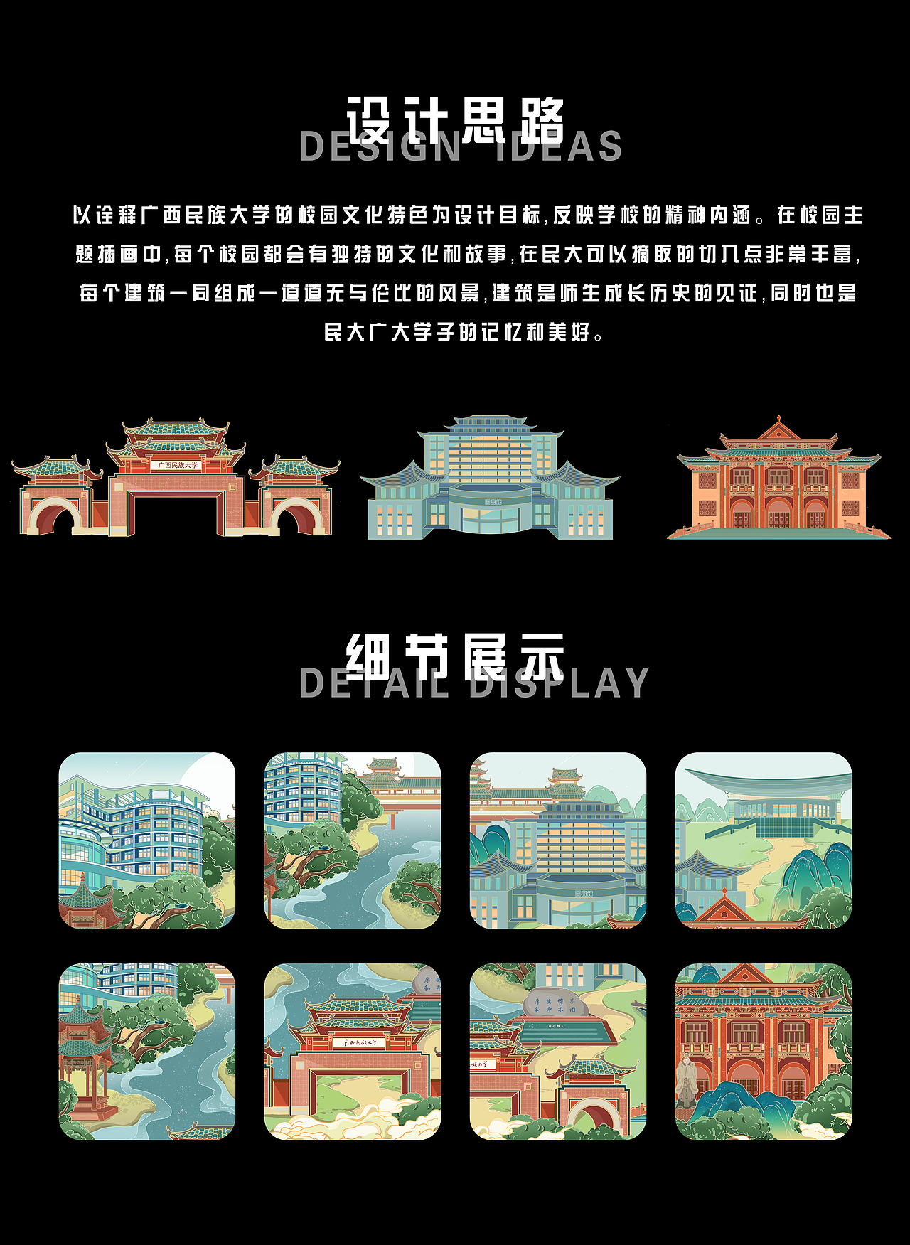 广西民族大学校园文创产品/国潮插画（图ZMjY1NTU3MDYw） - 商业插画 - 站酷设计师阿航NTT原创素材 - 站酷ZCOOL
