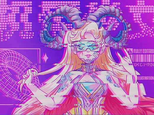 赛博十二生肖拟人“羊女”