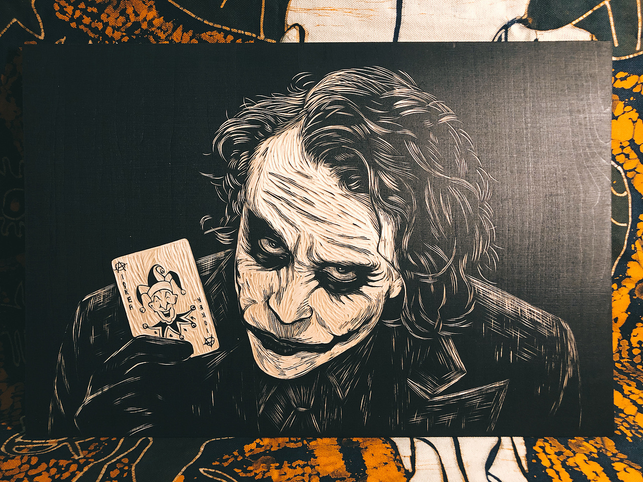 手工雕刻黑白木刻版画【小丑·希斯莱杰】（图ZMjMyODMzMjA4） - 绘画 - 站酷设计师南山晓原创素材 - 站酷ZCOOL