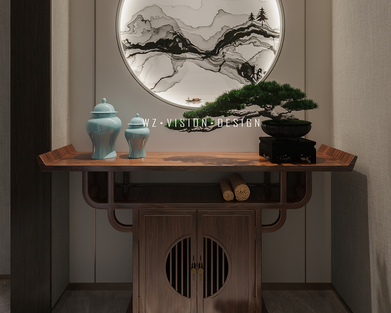 新中式客餐厅（图ZMjI2NjcwMDU2） - 家装设计 - 站酷设计师一冷眸一原创素材 - 站酷ZCOOL