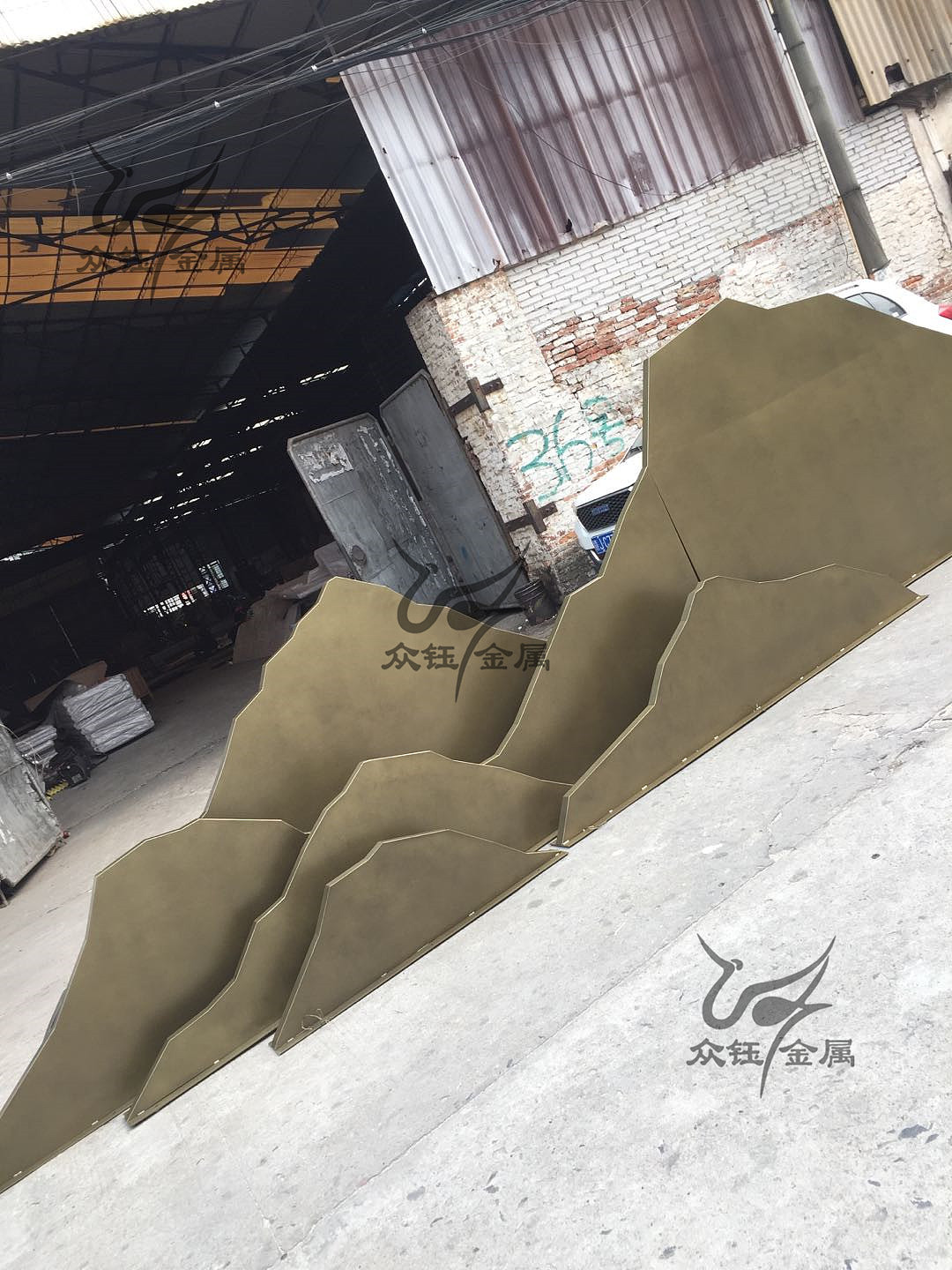 不锈钢围边焊接假山造型景墙景观 售楼处园林新中式风