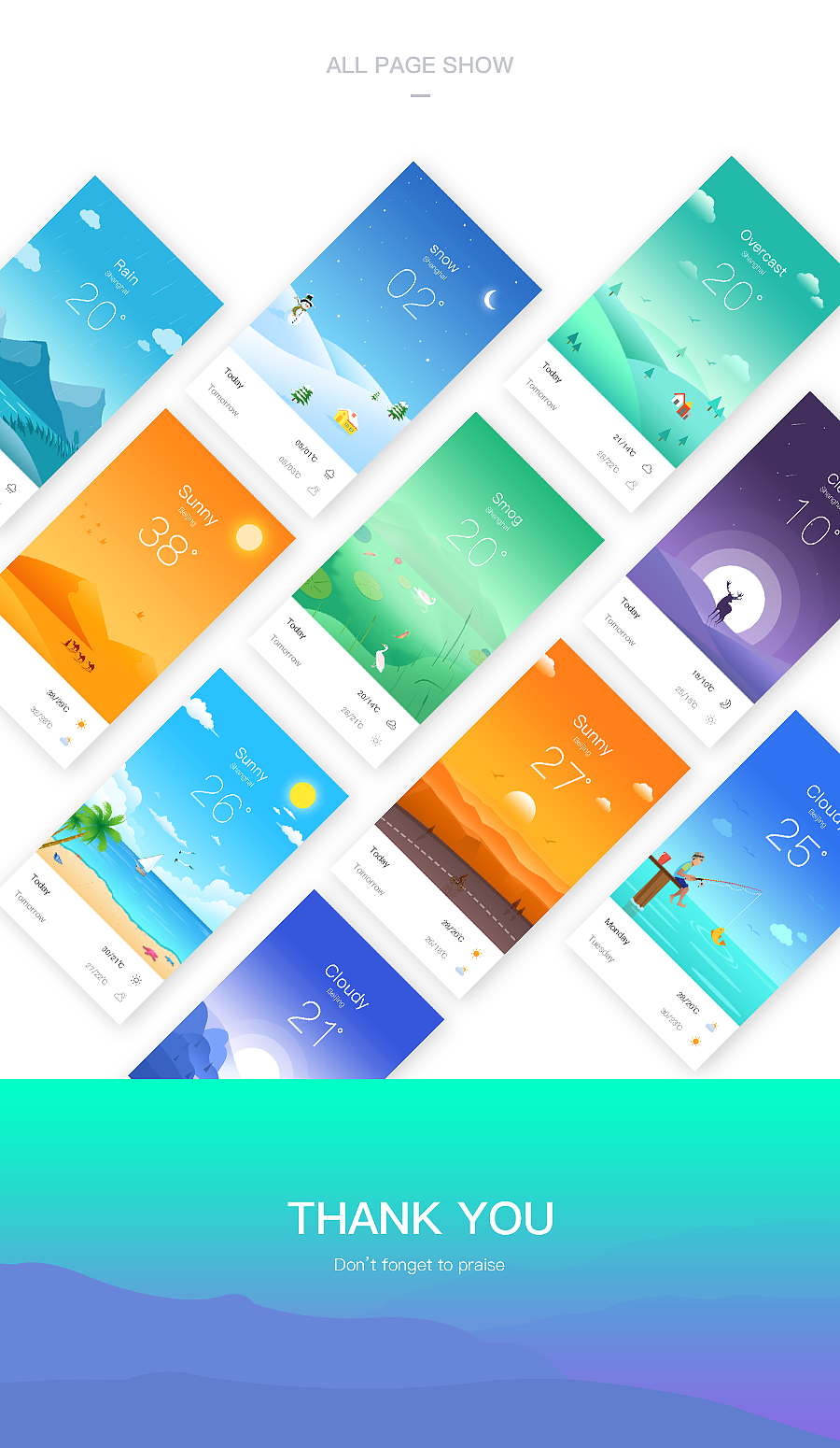 天气UI界面-天气插画（图ZODA3Mzg1NjQ=） - APP界面 - 站酷设计师月之初原创素材 - 站酷ZCOOL