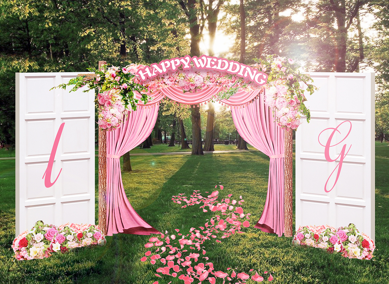 奶呼呼的白粉色婚礼粉色主题室内韩式现场布置图片_效果图_策划价格-找我婚礼