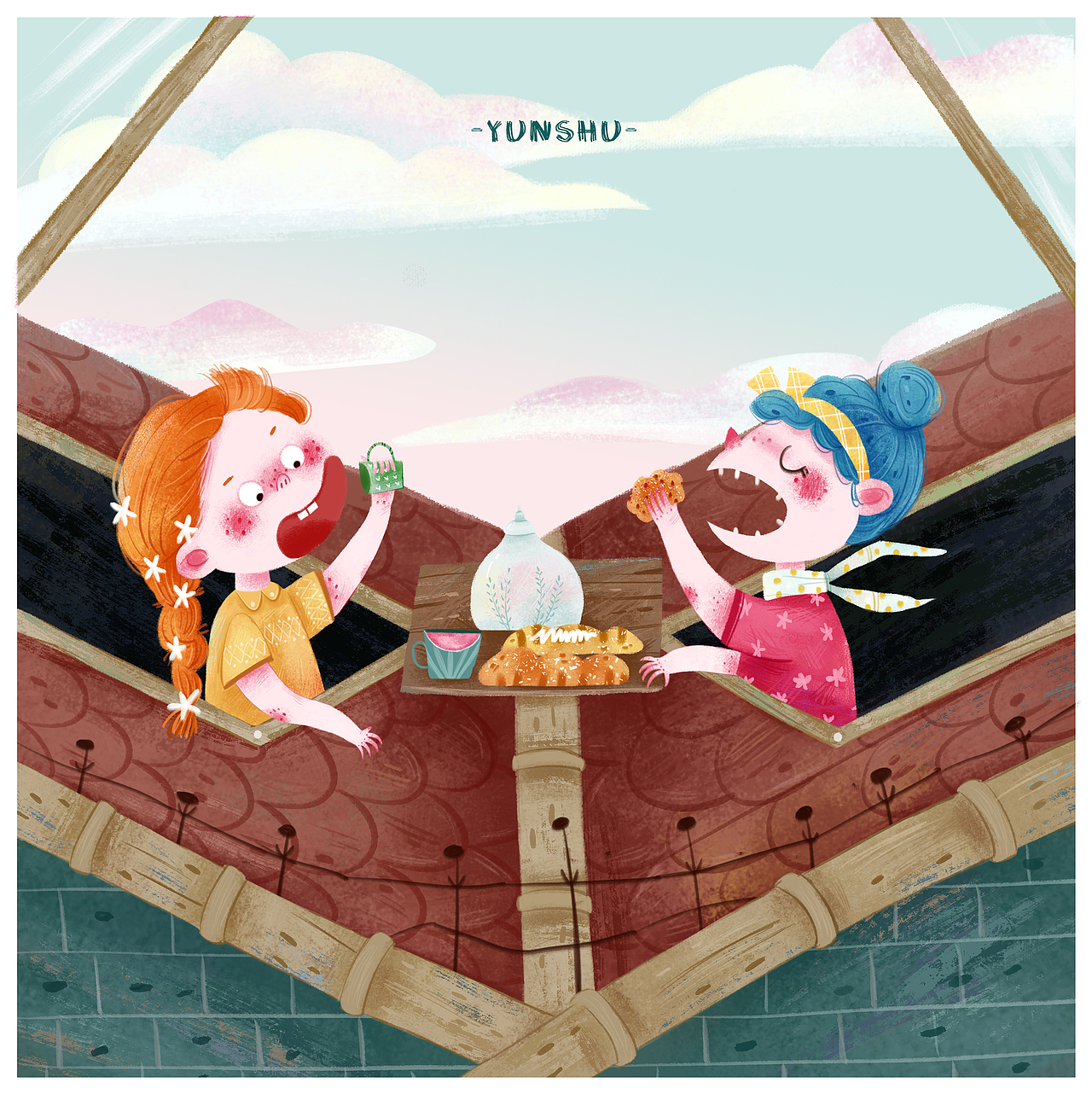打开天窗喝杯茶（图ZMjE5Nzk3NTY0） - 儿童插画 - 站酷设计师允书同学原创素材 - 站酷ZCOOL