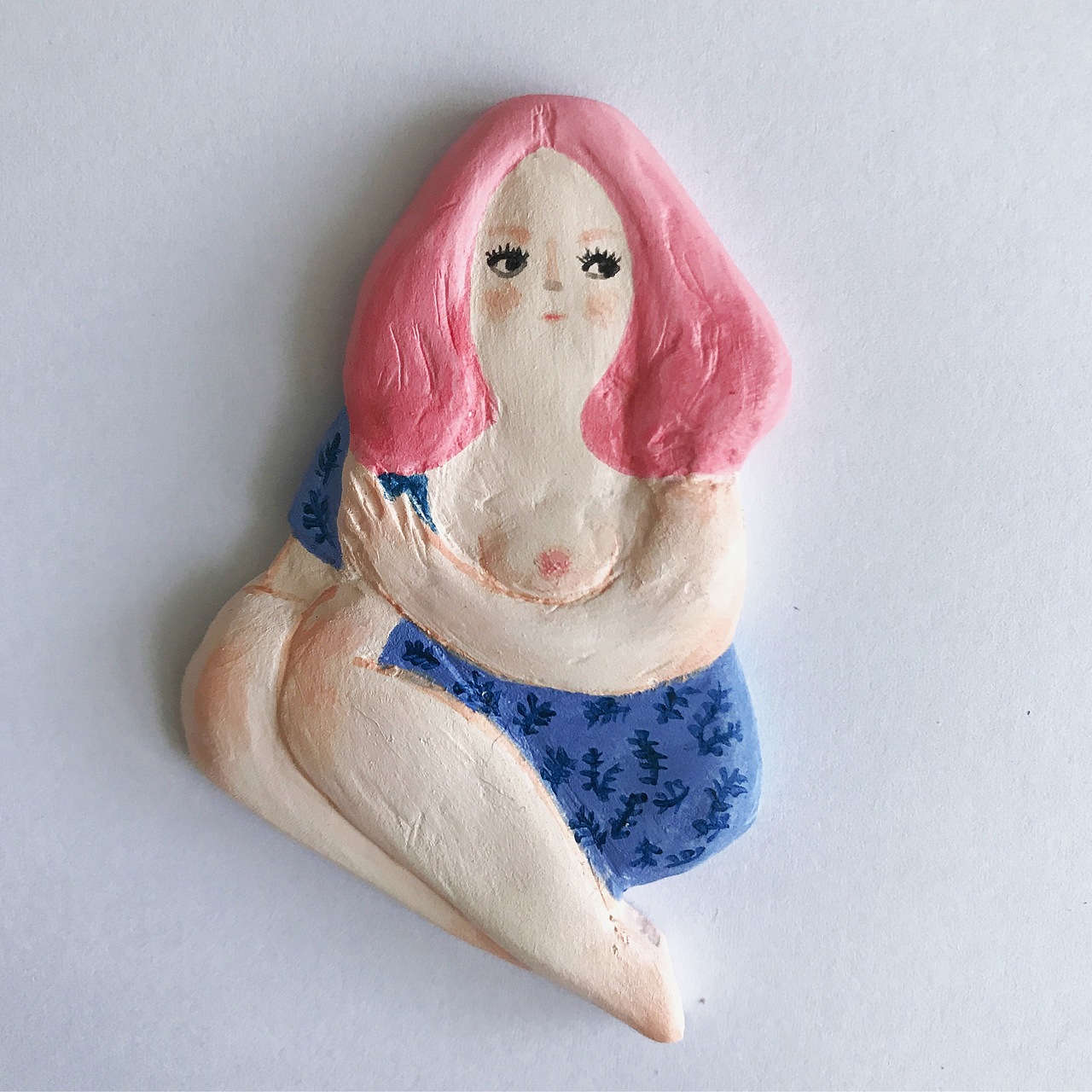 手工粘土胸针-红头发胖妞