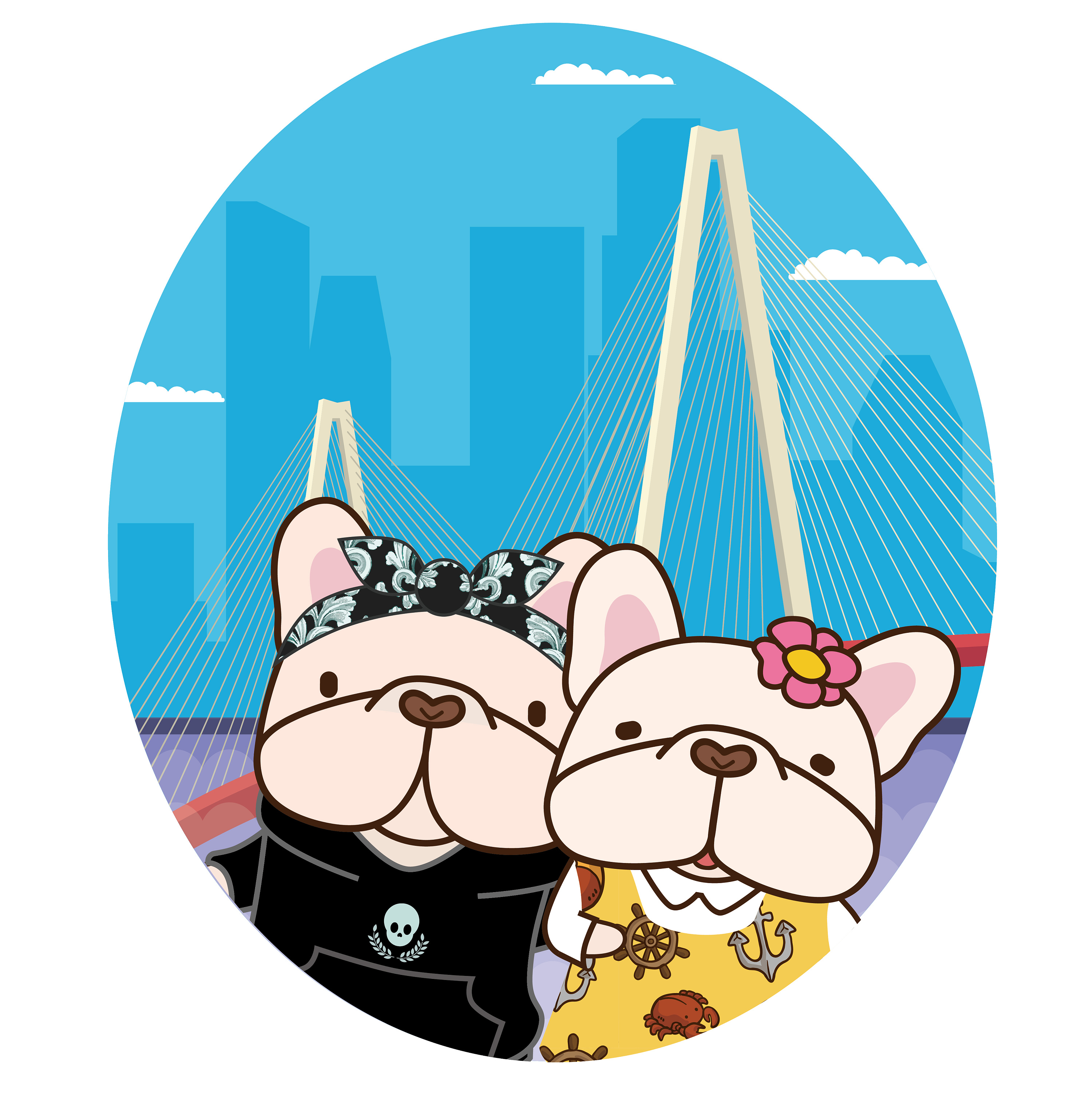 卡通法国斗牛犬吉祥物