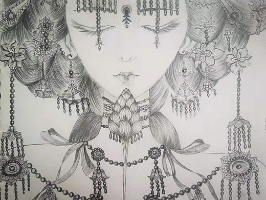 中国风人物铅笔画