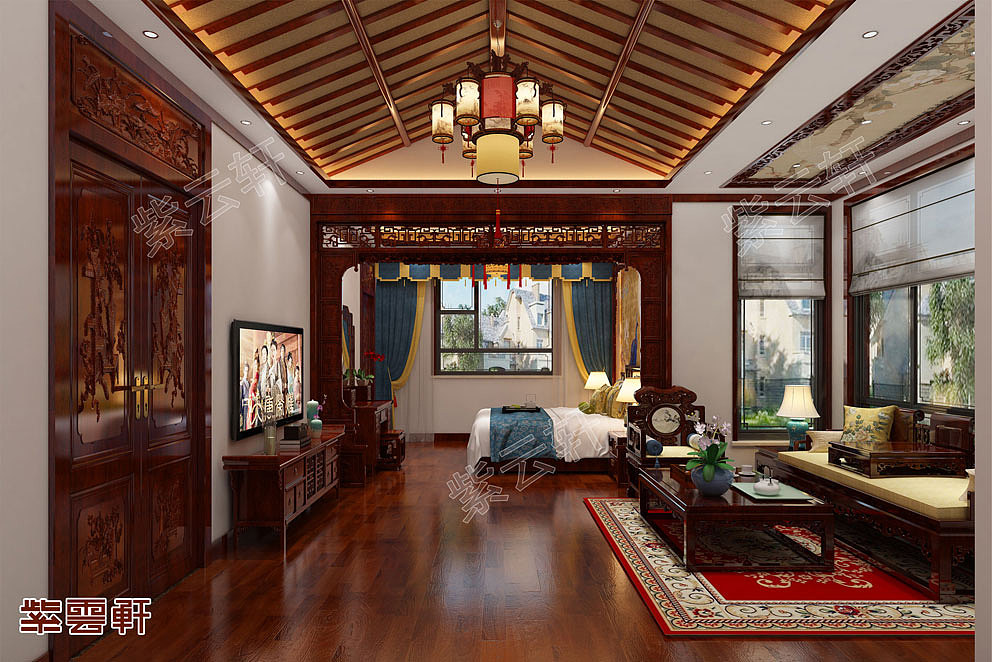 起居室自建四合院装修设计效果图 紫云轩