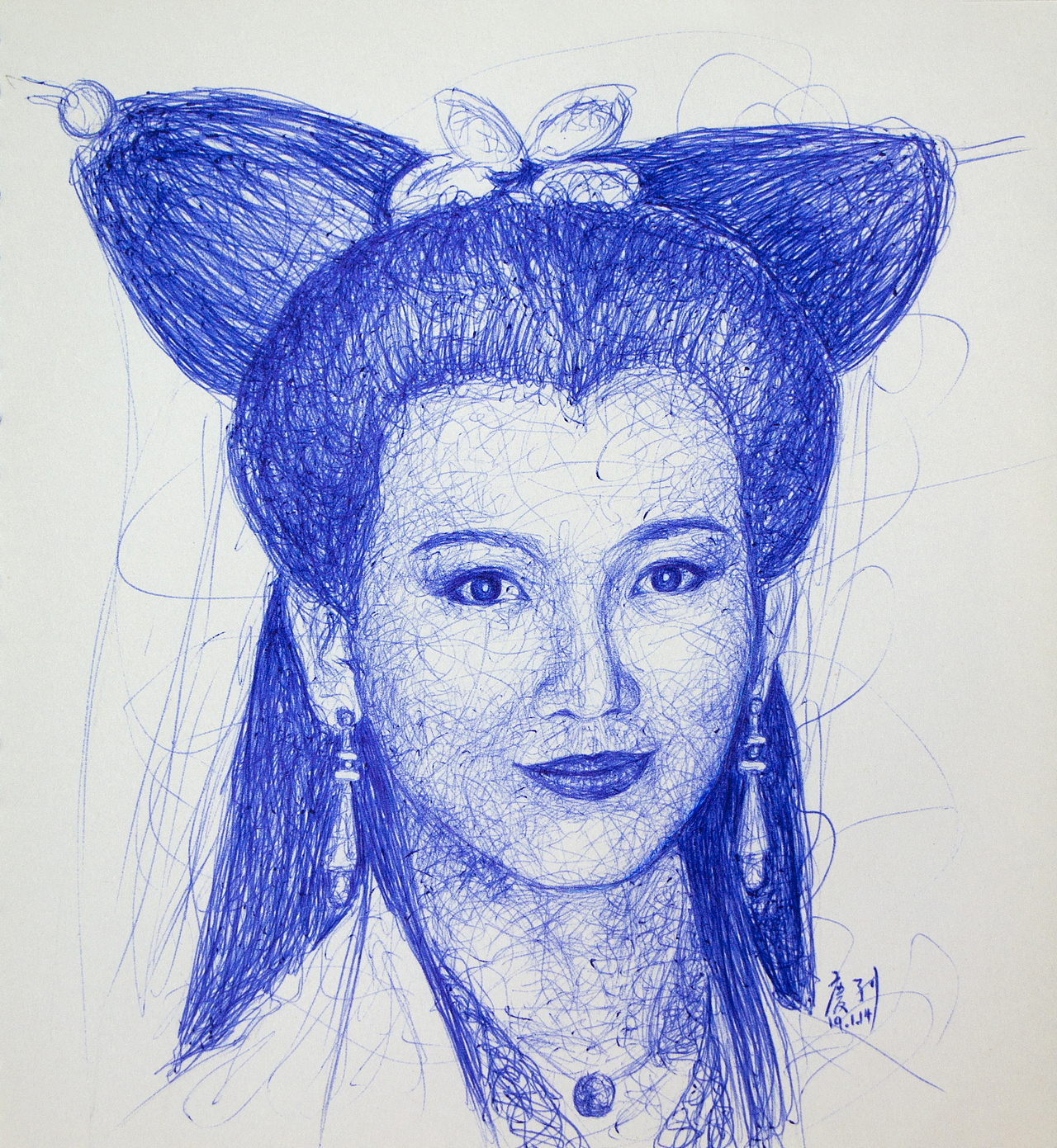 圆珠笔画的白娘子