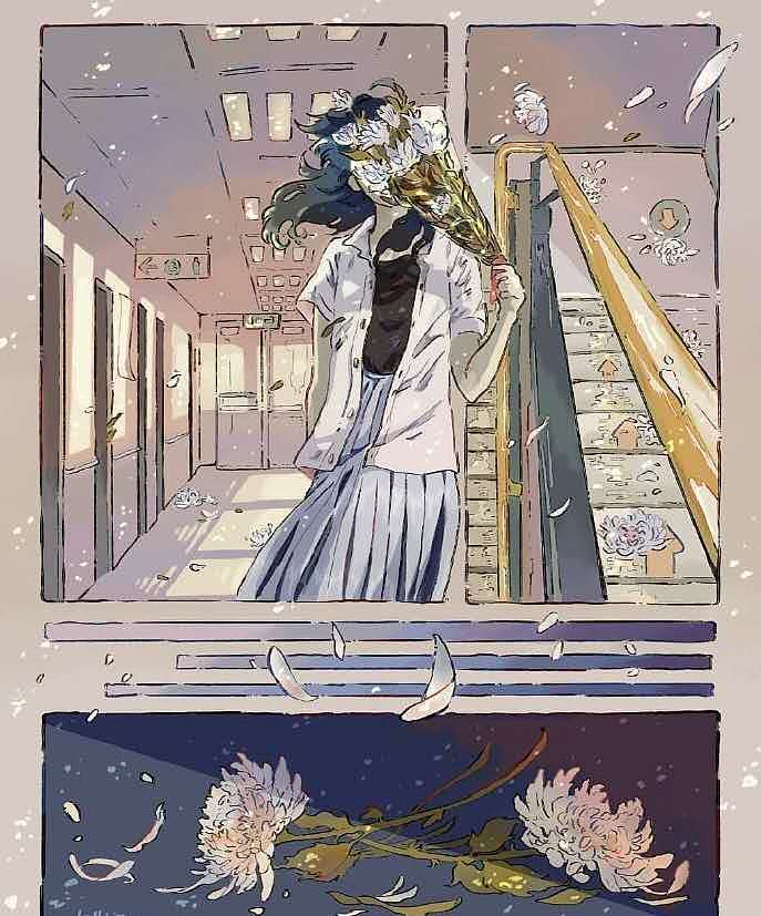 画风很温柔的分镜式的插画作品