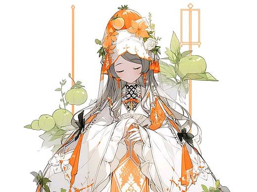 橙色和青色的少女