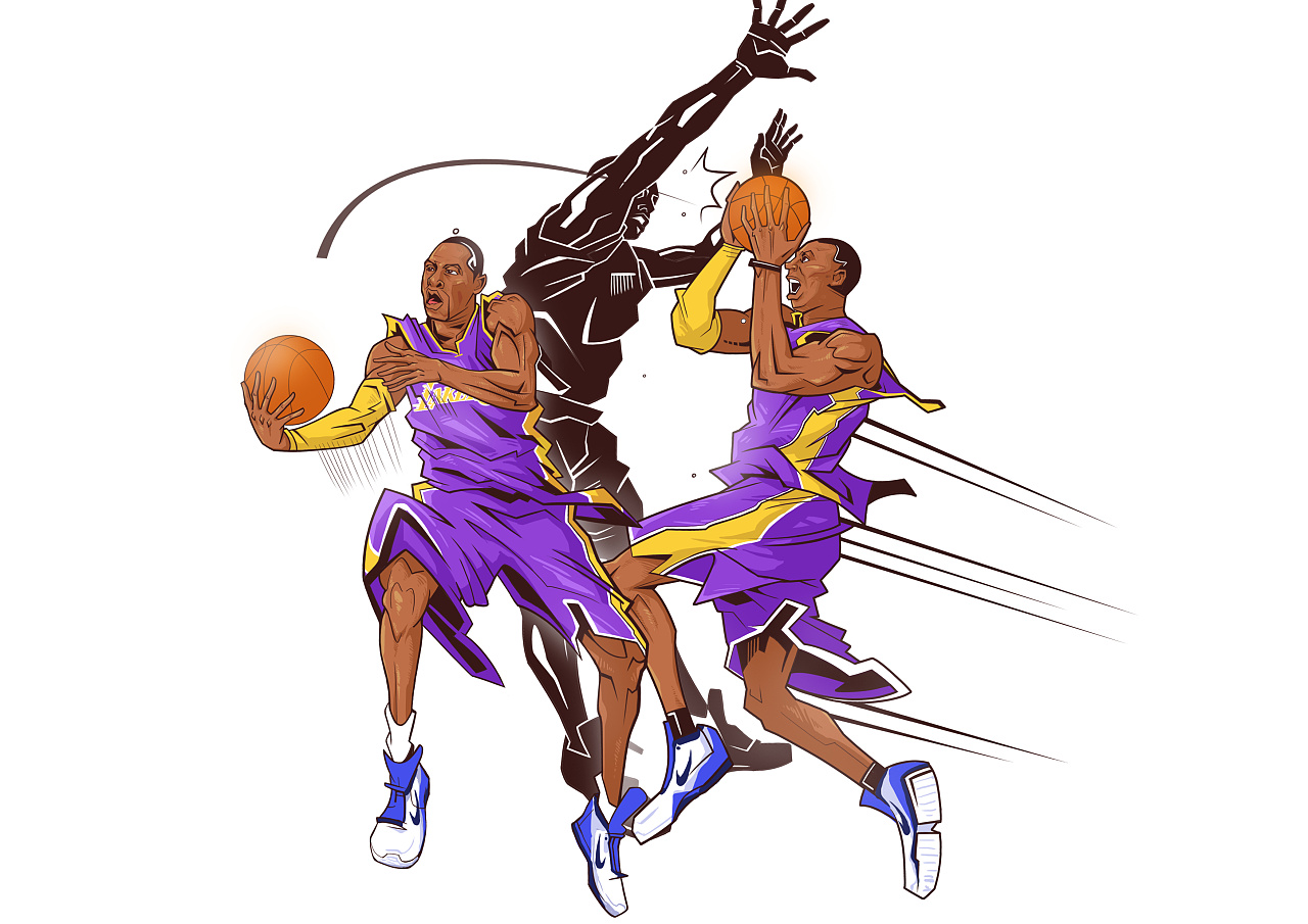手绘卡通打篮球人物剪影图片素材免费下载 - 觅知网