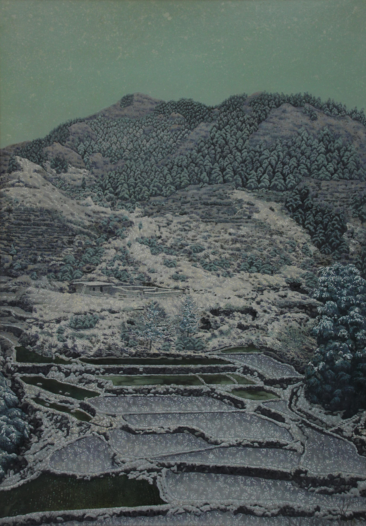 漆畫作品《瑞雪寒陽》（圖ZMjgwOTg0NTYw） - 繪畫 - 站酷設(shè)計師漆藝愛好者原創(chuàng)素材 - 站酷ZCOOL