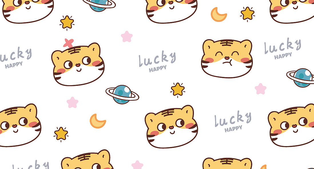 虎萌萌图案设计 地毯窗帘桌单口罩图案