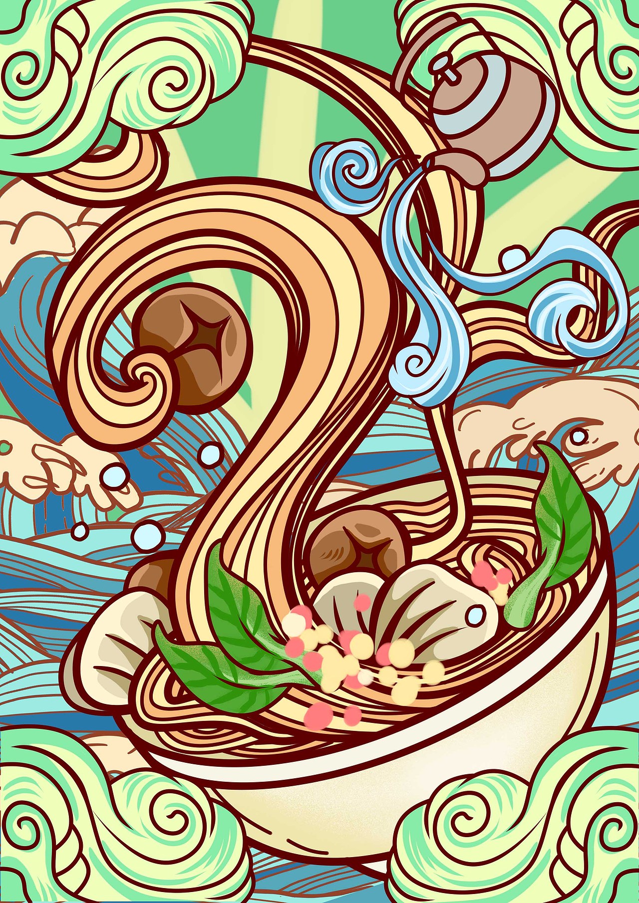拉面包装插画（图ZMjY3Nzk0NzY4） - 商业插画 - 站酷设计师北冥有兪原创素材 - 站酷ZCOOL