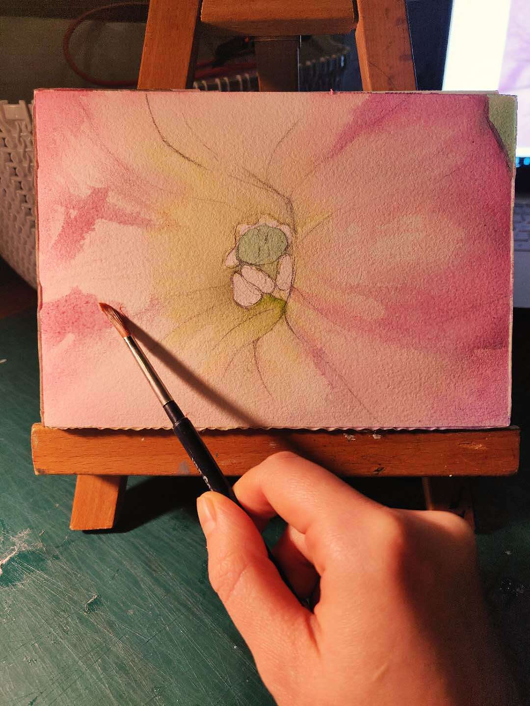 小幅水彩画花36