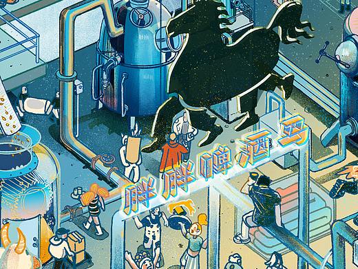 厦门本地啤酒“胖胖啤酒马”商业插画