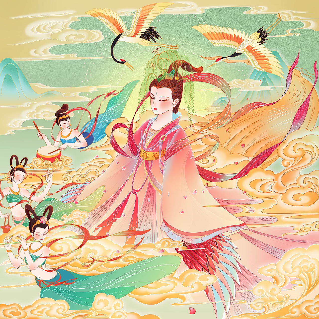 立春——春神句芒|插画|商业插画|修白白白 - 原创