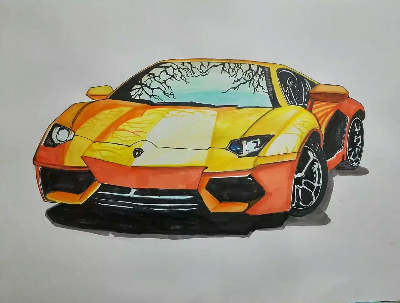 马克笔手绘兰博基尼赛车教程（图ZMTEzNDY0NDA0） - 概念设定 - 站酷设计师King198515原创素材 - 站酷ZCOOL