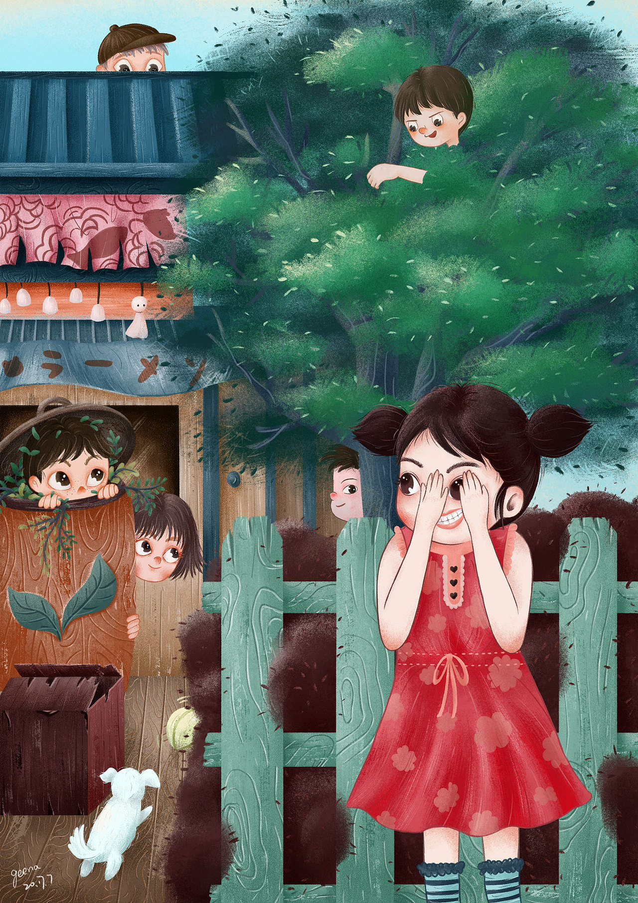 捉迷藏|插画|创作习作|小哈蘑_原创作品-站酷zcool